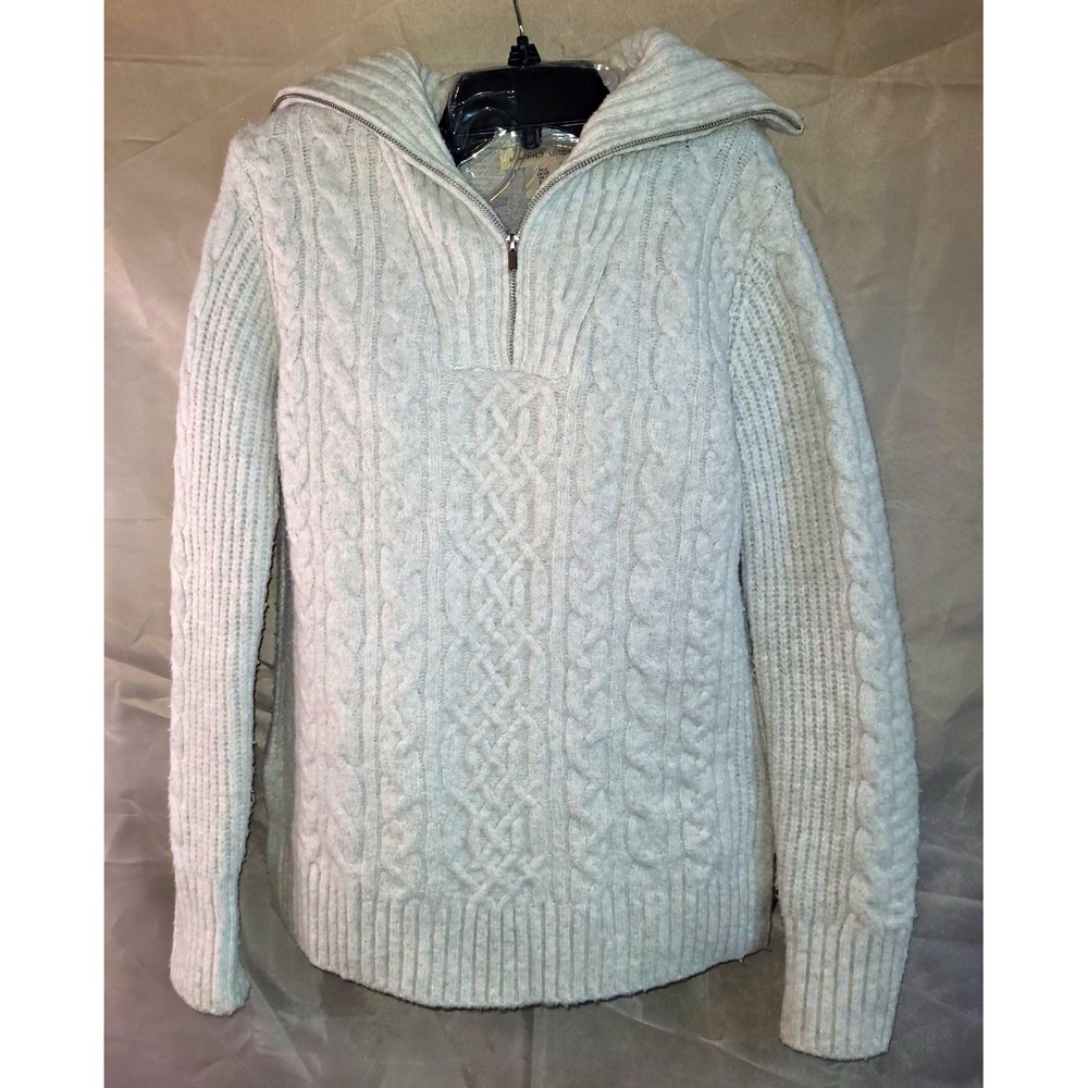 Happily Grey Women's Half Zip Sweater Size S Long Sleeve Mock Neck Gray Pullover